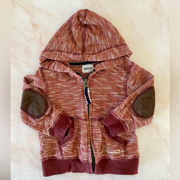 Hudson Baby Red Speckled Hoodie | 12 Months - Picture 1 of 6